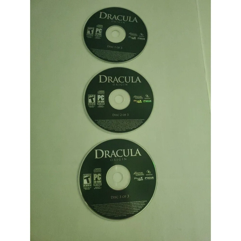 Dracula Origin (PC, 2009) 3 Disc PC Game, No Manual, Vampires, Rated T
